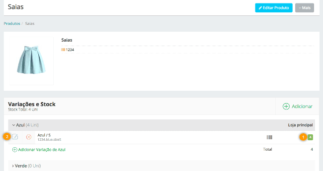 Gerir Stock de Variações - Passo 2